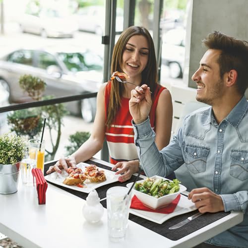 Placemats Set of 8 Washable, Heat Resistant Table Placemats Wipeable Faux Leather Place Mats Non Slip, Waterproof Square Table Mats for Indoor Outdoor, Charcoal Gray