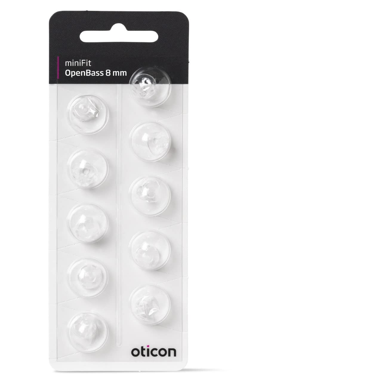 Oticon Open Bass miniFit Domes 8mm in packaging