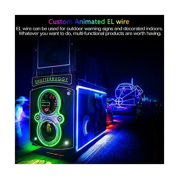 Ait el wire kit 9ft, portable neon lights for parties, halloween, diy decoration (5 pack, each of 9ft, red, green, pink, blue, white) - image 5