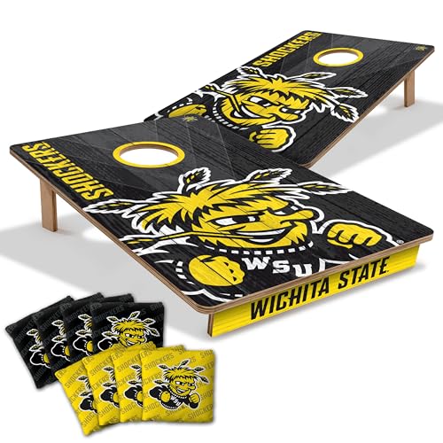 YouTheFan NCAA Wichita State Shockers 2’ x 3’ Wood Cornhole Game with Logo Bags