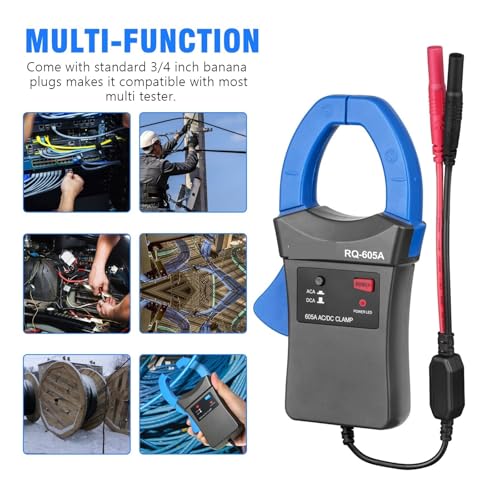 Pinza Amperimétrica Digital FUSWIP 600A AC/DC con Adaptador y Sondas de Prueba, Indicador LED, Sin Batería miniatura 6