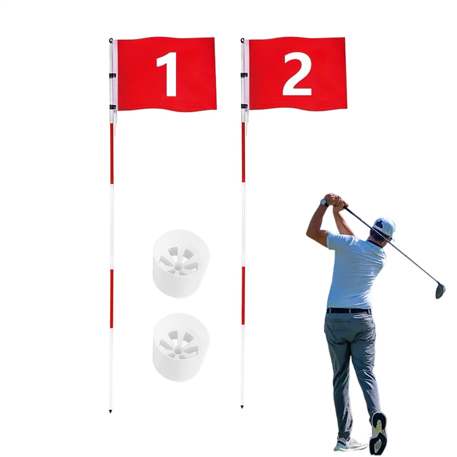 Tyczka golfowa Z włókna szklanego, odporne na pogodę, do sportów piłkowych | Tyczka i Pinezka Do dla klubów, driving range'ów, podwórek, terenów wiejskich, początkujących i