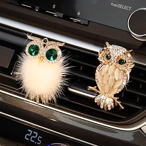 2pcs Bling car air vent clip, crystal owl decorative clip cute car air freshener, shiny crystal car air vent clip, ladies car air freshener.