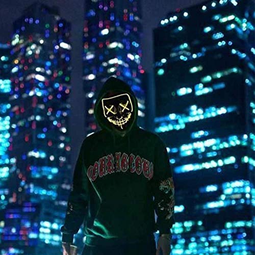 Bchocks Halloween Masks For Adults Led Purge Mask Light Up Mask Halloween Mask Led Mask Scary Halloween Mask For Halloween (Yellow) #TOP6