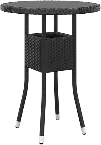 Miniatura 3 de Juego de comedor de jardín de 3 piezas, muebles de patio al aire libre de ratán negro con cojines, mesa redonda y 2 sillas para patio trasero, Negro