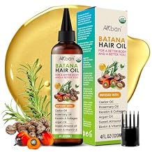 AKBAN Hair Growth Oil with 100% Pure Batana, Castor, Rosemary & Pumpkin Seed Oils Infused with Biotin, Keratin & Vitamin E Strengthening & Thickening Treatment for Healthy Hair 4 FL OZ