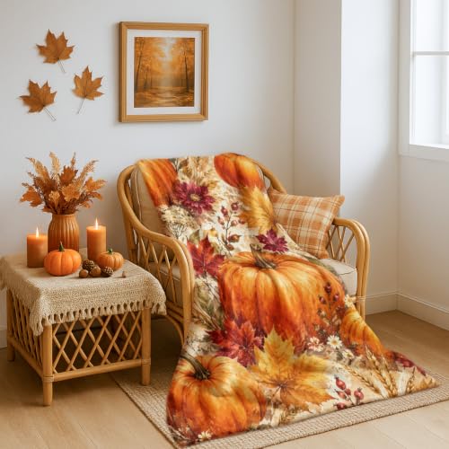 Couverture citrouilles d'automne flanelle douce légère jeté de lit - 6