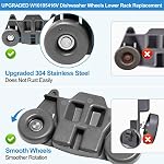 UPGRADED W10195416 W10195416V Lave-vaisselle Roues Rack inférieur Remplacement de la partie pour Whirlpool aide-cuisine Kenmore Maytag Pièces lave-vaisselle AP5983730, PS11722152, W10195416VP-Stainless Steel-4Pack