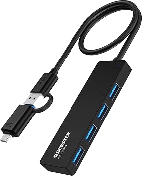 4 in 1 USB 3.0 Hub, USB 3.0 Hub 5Gbps with USB C Adapter, Portable Ultra-Slim USB Splitter USB Adapter for MacBook, iMac Pro, Mac Mini/Pro, Surface Pro, Dell, HP