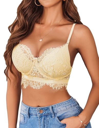 Image of Avidlove Lace Bralettes for Women Y2k Strap Bustier Cami Top V Neck Camisole Lingerie