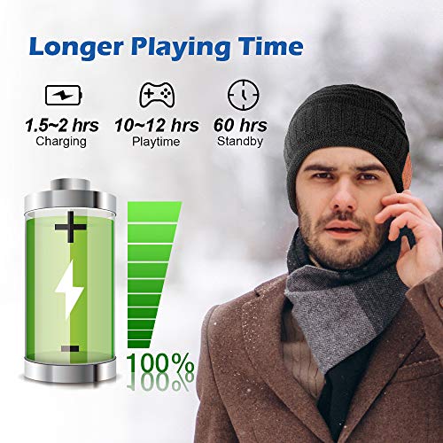 Eastpin Black Bluetooth Beanie Hat - Music Mens Beanies With Wireless Headphones And Speakers For Adults, Unisex Sloughy Winter Running Hat For Women, Knit Fleece Lined Skull Cap For Teens, Boy, Girls #TOP3
