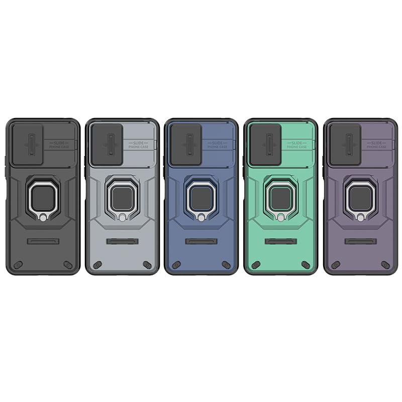 Image of Polycarbonate Camshield Pro Case With Slide Camera Protection And 360 Protection Ring Stand Bumper Back Case Cover For Poco C65 (Black)