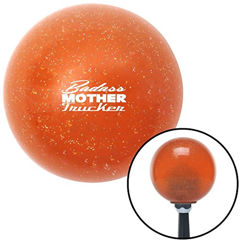 American Shifter 285318 Schaltknauf (White Badass Mother Trucker Orange Metallflocke mit M16x1,5 Einsatz) Cover
