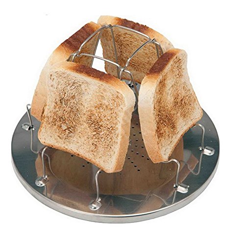 Zaptex 4 Slice Toaster Tray Toast Rack Stove Toaster Stainless Steel Camping Toaster