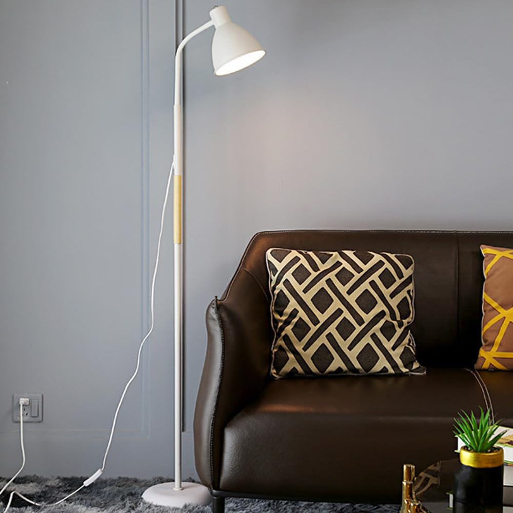 Lámpara de pie Moderna de Hierro de 140 cm con Arco de Madera, Alta, con Pantalla Redonda Regulable E26, Ideal para Sala de Estar, salón de té, Sala de Lectura y Dormitorio.