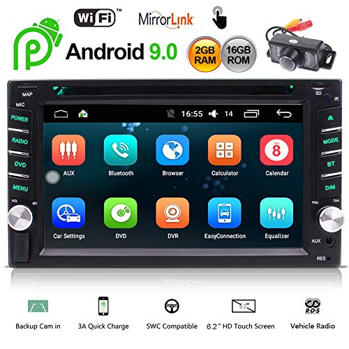 EINCAR Android 9.0 Stereo Auto Doppio DIN unità di Testa con Bluetooth 6.2 '' Touch Screen dell'autoradio di GPS di Lettore Sistema di Navigazione Libero Macchina Fotografica di Sostegno Supporto WiF