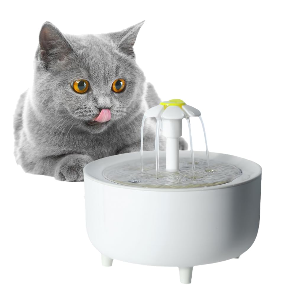 Cat Water Fountain, Ultra Silent Cat Water Fountain for Drinking, Automatic Pet Fountain, Auto Filter Electric Pet Drinking Dispenser 1200ml - USB, for Cats and Small Dogs (White, One Size)