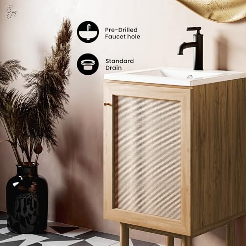 Image of Classe 18 inch Bathroom Vanity in Oak Bath Sink Cabinet Sink Included