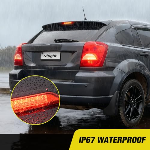 Image of Nilight Third Brake Light Tail High Mount 3rd Stop Lights Red Lens for Dodge Caliber 2007-2012 Durango 2011-2017 Jeep Cherokee 2011-2017 Compass 2007-2016 Van SUV Rear Center Cab Lamp