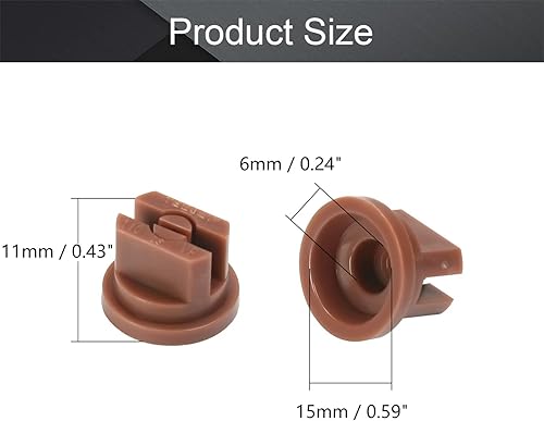 Miniatura 2 de MroMax Punta de pulverización de ventilador plano, boquilla de plástico de 110 grados para agricultura, limpieza, enfriamiento, 10 unidades (marrón)