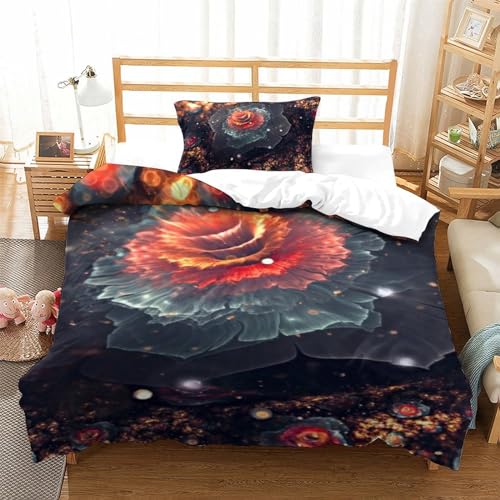 Housse de couette 3D imprimé e parure de lit microfibr 3 pièces IOFEER