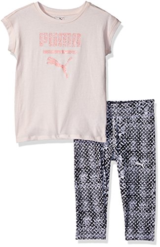 PUMA Baby Girls 2 Piece Tee and Capri Set,PEARL,0-3M