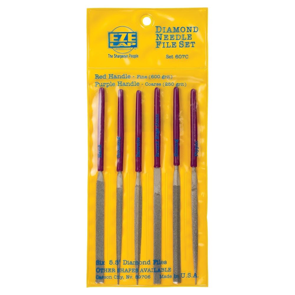 EZE-LAP Coarse Grit Diamond Needle File Set - Sharpening Tools - 6 Piece Set - Made in USA