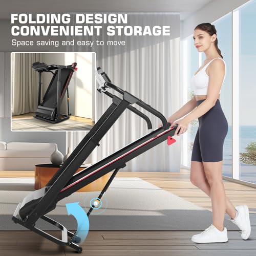 Image of Treadmill with Desk Workstation, Adjustable Height Foldable with Incline, 3 in 1 Treadmill with Removable Desk, Treadmills for Home Small, Powerful Walking Running Machine(Black)