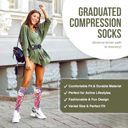 Image of Celeste Stein Therapeutic Graduated Women Compression Socks, Diabetic Socks For Womens, 8-15 mmHg For Regular Calf