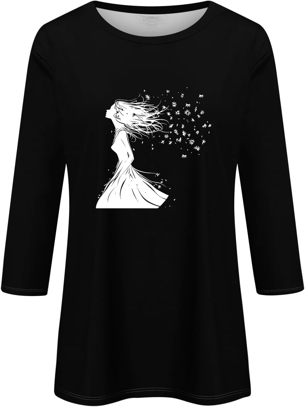Summer Tops for Women Casual Loose Crewneck 2D Print Blouses Trendy 3/4 Sleeve Graphic Shirts Fashion Tunic Cute Tee