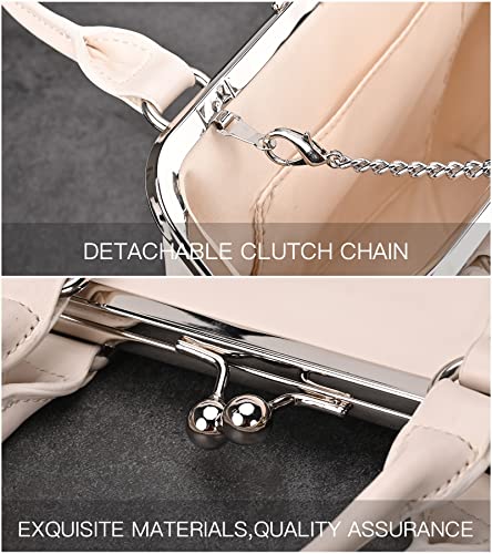 Image of GM LIKKIE Kiss Lock Purses and Handbags, Vintage PU Leather Clutch Purses for Women, Top Handle Evening Handbag