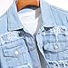 Oaovo Men's Patchwork Slim Distressed Denim Jacket Ripped Frayed Trucker Jean Coat Edgy Streetwear Outerwear Blue M