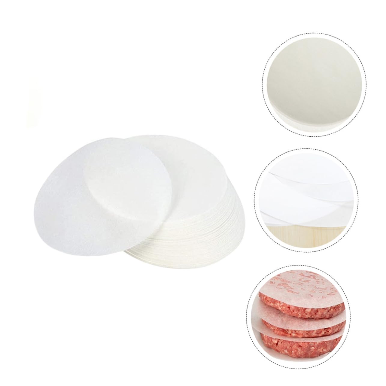 GRIRIW 50 Sheets Round Baking Paper Mat Oil Proof Non-stick Heat-resistant Great for Baking Bbq Picnic Camping for Parties Celebrations