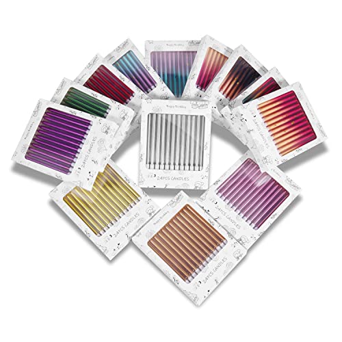 Soy Wax Metallic Happy Birthday Candles Tall Birthday Cake Candles Holders Long Thin Cupcake Candles Topper for Wedding Party Decoration (24pcs) (Black) - Image 7