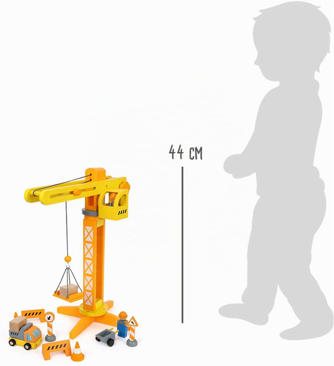 Small Foot Grúa de construcción con Accesorios de construcción, Juego de Madera para niños, 100% Certificado FSC® a Partir de 3 años Nro. de artículo: 12007