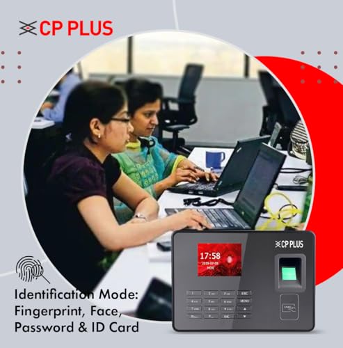 Image of CP PLUS Fingerprint Time and Attendance Machine | Biometric System with ID Card & Password Access | Built-in Battery | Fast Recognition ≤1.5s | USB, TCP /IP | 1000 Users | CP-VTA-F1043