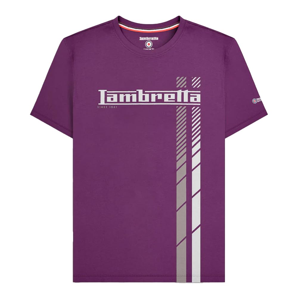 Lambretta Mens Fade Racing Stripes Retro T Shirts (UK, Alpha, XXL, Regular, Regular, Winter Bloom)
