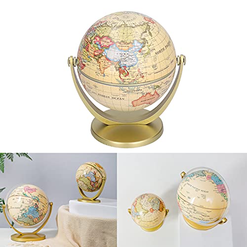 Globe English Mini World Map with Sturdy Hard Base, Earth Geographical Location Map Picture Teaching Tool Child Gift