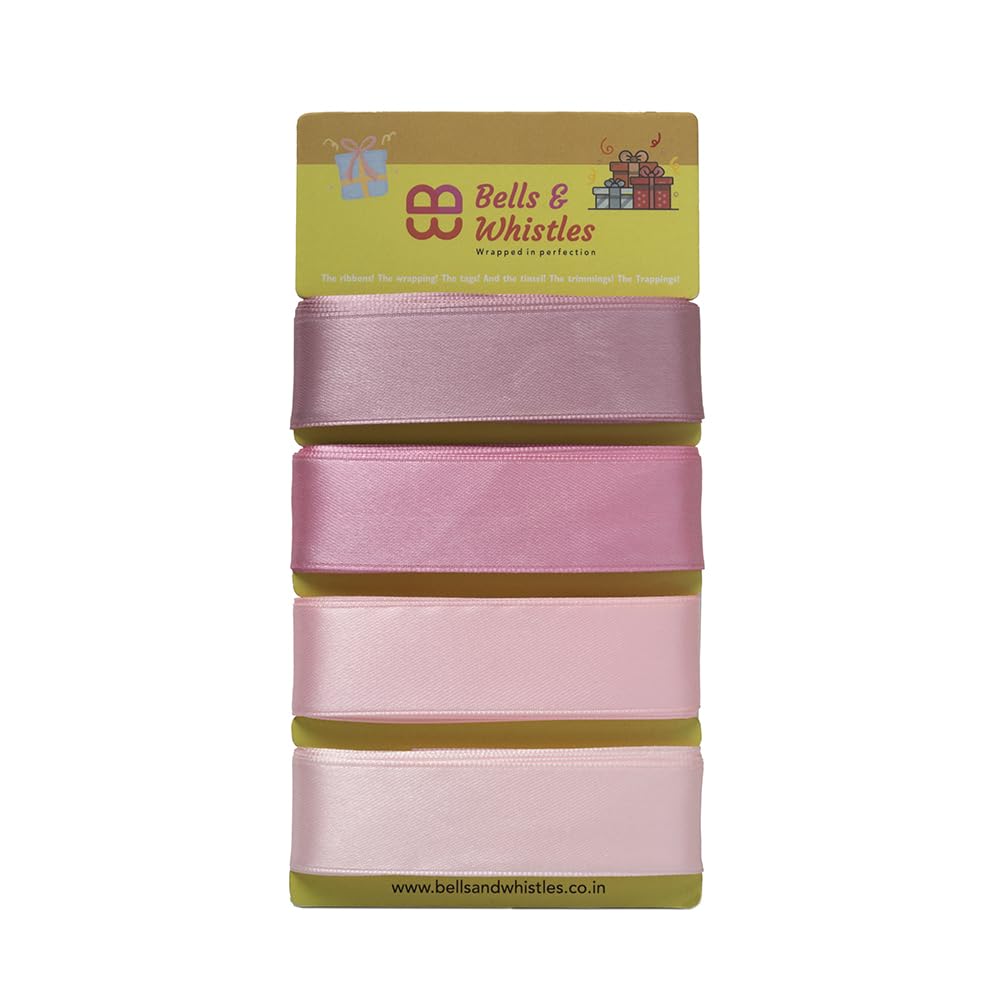 Sponsored Ad - Bells and Whistles Metallic Satin Christmas Ribbon Combo of 4 Colours (Length: 5 Yards per Color Width : 1 inch)