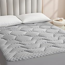 Colchónes Con Memory Gel EHEYCIGA Topper para Colchón Viscoelastica 150x200, Sobrecolchon Memory Foam Mattress Topper, Transpirable sobre Colchon con Extra Profundo, Gris
