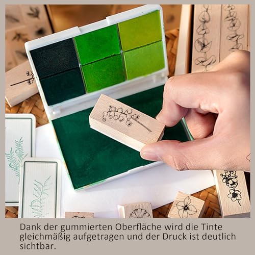 22 Stück Holzstempel, Blumen Stempel Set, Naturpflanzen Mustern Vintage Motivstempel, für Scrapbooks, Tagebücher, DIY Karten, Beschriften, Zweige und Blütenblätter
