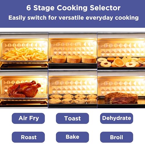 Image of Magnavox Home, 16.5 qt Air Fryer Oven, With Steam Infusion, Black, Convection Countertop Oven, 6 Cooking Functions, 200-450F Temperature Control, Interior Light, Fry Basket & Baking Tray Included