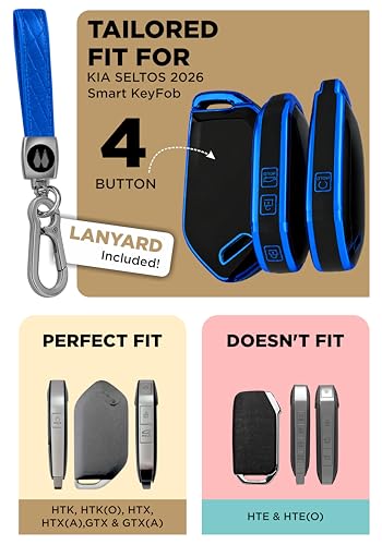 Image of Metalyx Key Fob Cover for Kia Seltos 2026 Facelift (HTK, HTK(O), HTX, HTX(A), GTX, GTX(A)) | Soft TPU | Anti-Scratch | Strong Signal | Stylish Case with Lanyard