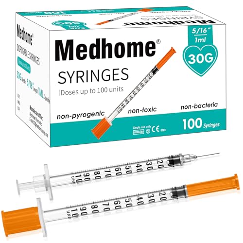 1ml 30G 5/16 (8mm) Syringe Lab Syringes Individually Wrapped Pack of 100