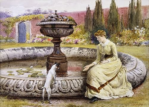 Art mural toile une dame et un chien pour créer un salon bourgeois raffiné