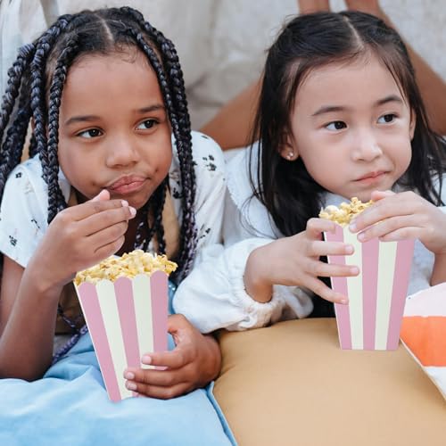 24 pack striped popcorn boxes - carnival parties mini paper popcorn and candy containers party supplies for movie nights pink