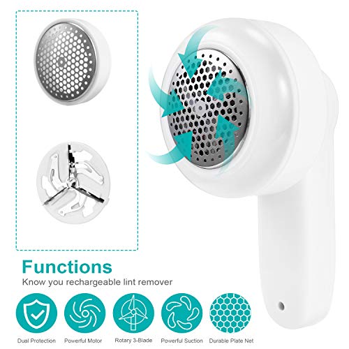 Fabric Shaver,Hyness Lint Remover,Electric Sweater Shaver,Best Fuzz Pill Bobble Remover For Fabrics, Bedding, Clothes And Furniture (White) #TOP3