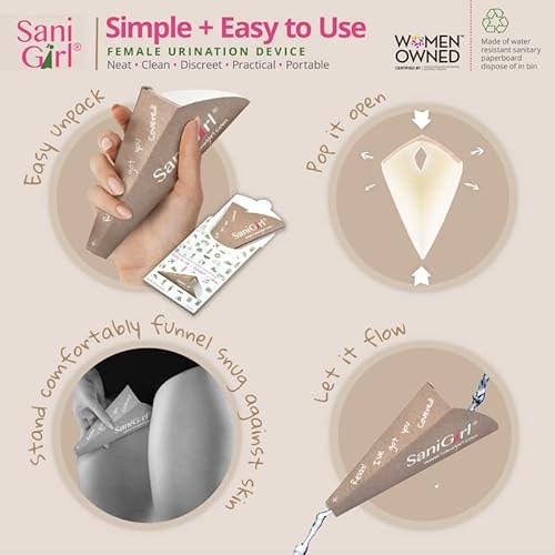 Sanigirl Female Urinal | Women Pee Cup Standing Up | Disposable Urinal For Women Female Pee Funnel | Women Urinal For Travel | Camping Female Urination Device Camping Essentials For Women (Pack Of 20) #TOP3