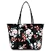 Floral Tote Bag Shoulder Bags For Women Waterproof Tote Handbags For Teens Beach School - Black Flower