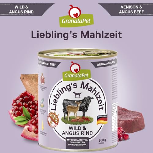 GranataPet Liebling's Mahlzeit Multipack 1, Nassfutter für Hunde im Probierpaket, Alleinfuttermittel ohne Getreide, Hundefutter mit hohem Fleischanteil & hochwertigen Ölen, 6 x 800 g